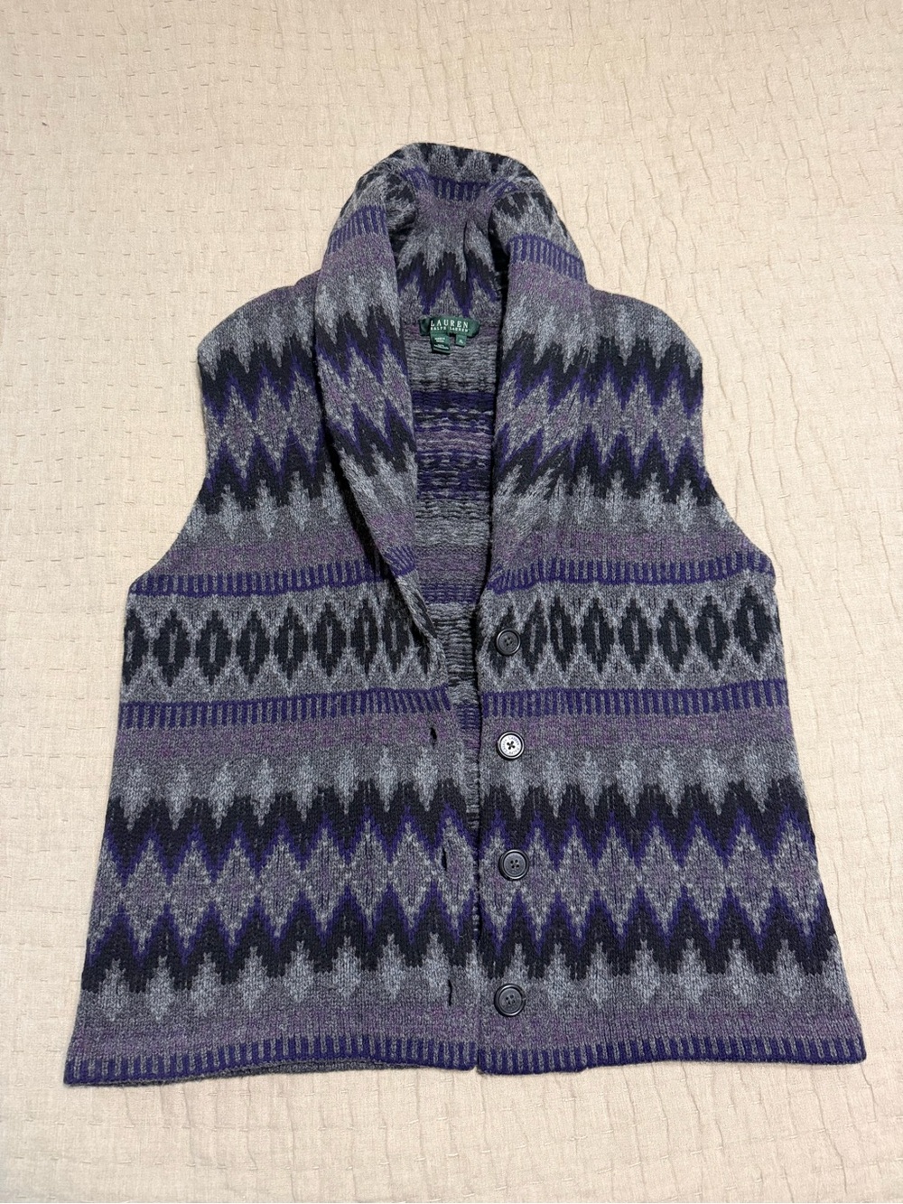 Lauren Ralph Lauren Aztec Tribal Native Southwestern Lambswool Sweater Vest XL